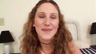 Young bushy haired teen keeps her socks on
