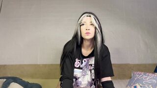 Black hair cute hotty abase male in a chastity cage