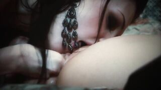 Sexy and concupiscent lesbos play with each other