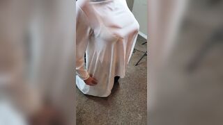 Putting on stockings in front of me gets her blasted