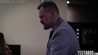 Lewd mature step grandpapa fucks his teen step granddaughters in a three-some
