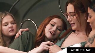 ADULT TIME - MILF Siri Dahl Comforts stepbae Scarlet Skies & Her Besties With A Sexy Foursome!