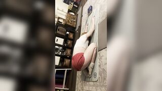 Nighttime stretching in my butt shorts