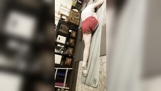 Nighttime stretching in my butt shorts