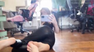 FEMDOM POV FOOT DOMINATION TEASE AND DENIAL FULL VID SOLES TOES ARCHED FEET FILTHY TALK MESSY BLONDE