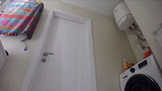 Fingering tight twat in pink costume
