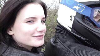 A Young, Hot Woman with Big Melons Stopped a Motorcyclist to Get Banged in the Ass