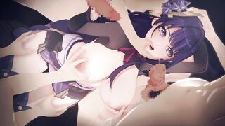 【Genshin Impact Raiden Shogun】group-sex 3D Hentai Animation.(Fingering,handjob,fellatio-sex,sex)