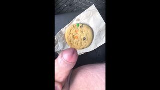 Risky Vehicle Masturbation At The Jobsite Cumming on a cookie and eating it for you whilst on break