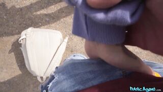 Cute Italian Pulls White STRAP to one Side for My BIG SHLONG - Public Agent