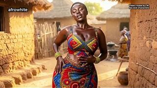 black ebony african ( AI Generated ) village dominant-bitch, a nigerian, Ghanaian origin drilled raw without condom by an handsome kenyan tourist with his big erected weenie, cum shot on her curvy body