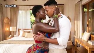 black ebony african ( AI Generated ) village dominant-bitch, a nigerian, Ghanaian origin drilled raw without condom by an handsome kenyan tourist with his big erected weenie, cum shot on her curvy body