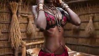 African sexy [AI - Generated] big melons big butt thick black naija lustful hawt older MILF ebony house wife drilled raw in the market square by her customer raw, no penis-sock