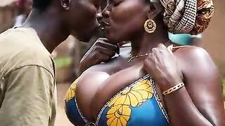 African sexy [AI - Generated] big melons big butt thick black naija lustful hawt older MILF ebony house wife drilled raw in the market square by her customer raw, no penis-sock