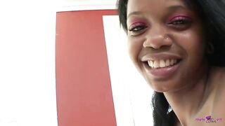 Dusky girl in her underwear seduces white man to eat and screw her teen snatch