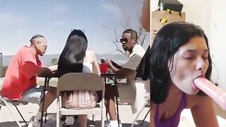 A charming hotty is screwed by several men.