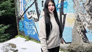 Big booty emo gets drilled in an abandoned hotel - public