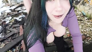 Big booty emo gets drilled in an abandoned hotel - public