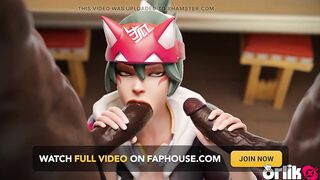 Tracer & Kiriko - Big Black Wang Sloppy Oral pleasure-job & Cowgirl 3D Animation