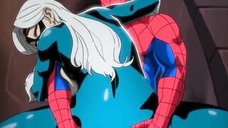 Black Cat Bends Over The Rooftop – Spider-Man Rams His Big Jock Inside Her Twat