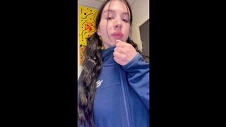 alessia green. cute girl screams during intense cum hits. hard oral session with small bazookas