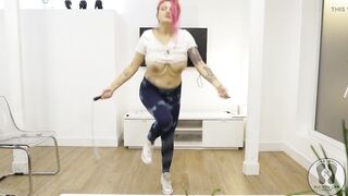 Yoga Training Warmup Jumping Jacks Skipping Rope Big Boobs