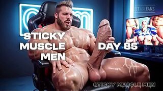Sticky Muscle Men Day 85 Preview, AI-Generated Muscle Boys, Big Cocks, Big Cum Loads