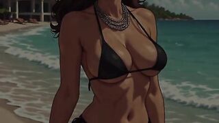 Glamorous Chicks at the Beach Bikini Art