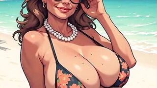 Glamorous Chicks at the Beach Bikini Art