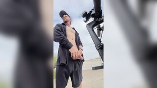 TOOK MY E-SCOOTER down the bike trail and got caught flashing my big penis to passerby's! Public Exhibition ??