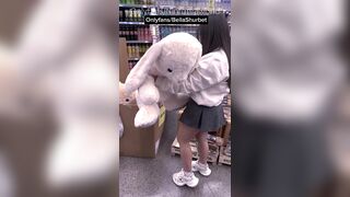 ANAL-COPULATION - Shopping in a Skirt without Panties with a toy in the Butt