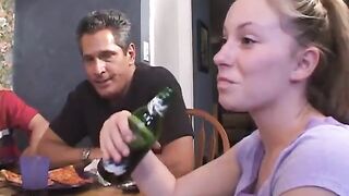 Step Mommy shows her daughter how to properly suck schlong