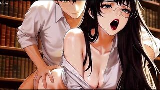 Gap Moe glasses gorgeous woman , the private study session in the library.Super temptation.Clip 3. AI-generated