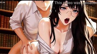 Gap Moe glasses gorgeous woman , the private study session in the library.Super temptation.Clip 3. AI-generated
