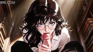 Gap Moe glasses gorgeous woman , the private study session in the library.Super temptation.Clip 3. AI-generated