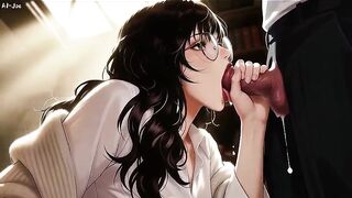 Gap Moe glasses gorgeous woman , the private study session in the library.Super temptation.Clip 3. AI-generated