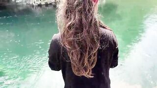 This dude's bored in the forest and craves to fuck on the riverbank