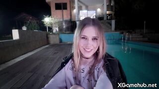 Hot GF Sucks Me at Stranger’s Pool Then I Pound Her From Behind Without the Owner Knowing