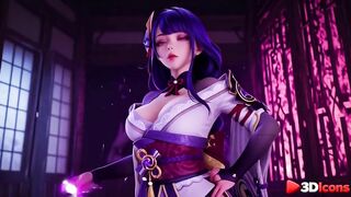 A thug broke into Raiden Shogun's place at night and screwed her in every hole [AI]