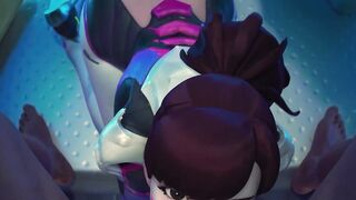 D.va Beach Morning Anal Sex & Night Sloppy Oral pleasure-job Facial - Overwatch 3D Animation