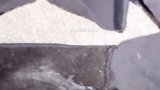 Cumming on black worn female thong