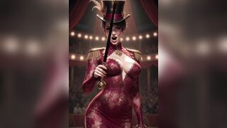 Comics circus strip ring leader clown and acrobat sexy circus show