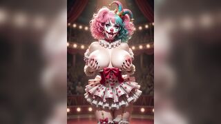 Comics circus strip ring leader clown and acrobat sexy circus show