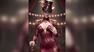 Comics circus strip ring leader clown and acrobat sexy circus show