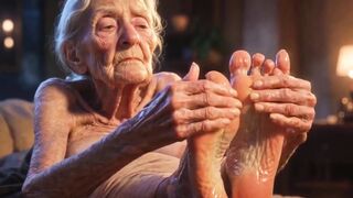 Glamorous Big Wrinkled Feet Oiled up - Oil Dripping From Toes Sensual Massage