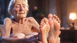 Glamorous Big Wrinkled Feet Oiled up - Oil Dripping From Toes Sensual Massage