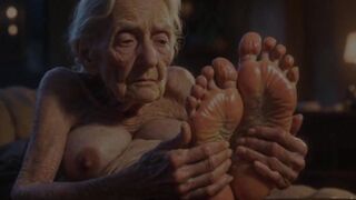 Glamorous Big Wrinkled Feet Oiled up - Oil Dripping From Toes Sensual Massage