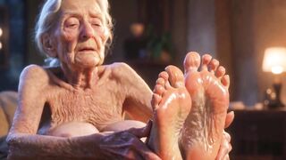 Glamorous Big Wrinkled Feet Oiled up - Oil Dripping From Toes Sensual Massage
