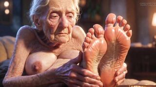 Glamorous Big Wrinkled Feet Oiled up - Oil Dripping From Toes Sensual Massage