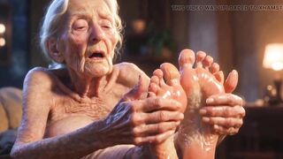 Glamorous Big Wrinkled Feet Oiled up - Oil Dripping From Toes Sensual Massage